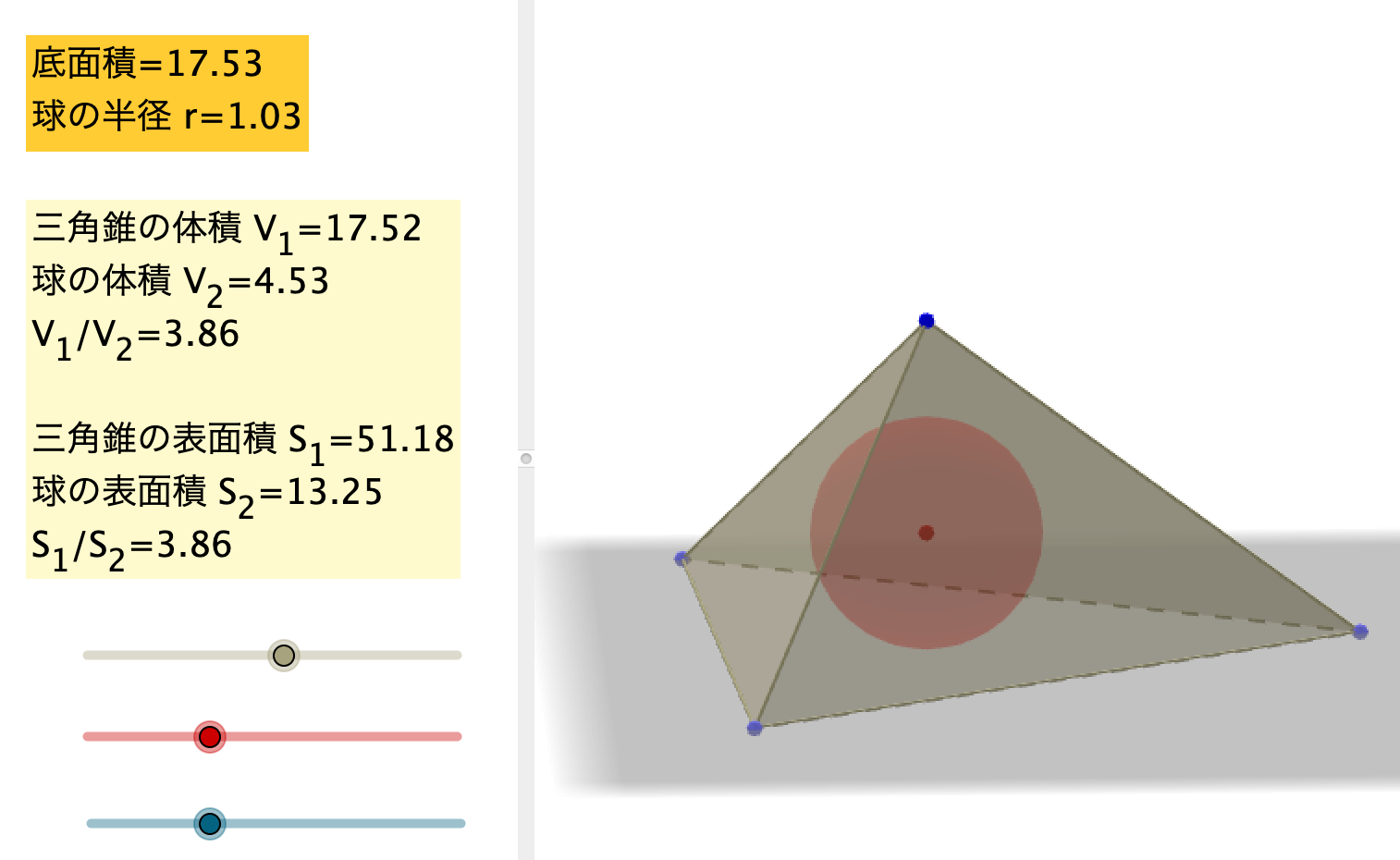 三角錐とそれに内接する球の表面積比と体積比について 久保塾 今治市の学習塾